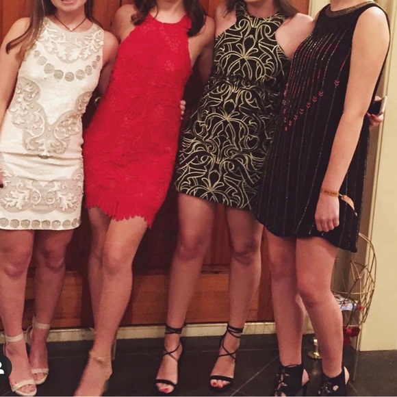 Parker Black and Gold Embroidered Mini Dress! - Picture 5 of 5